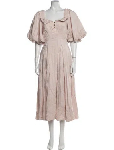 Pre-owned Aje Linen Midi Length Dress In Pink