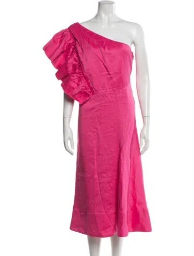 Pre-owned Aje Linen Midi Length Dress In Pink