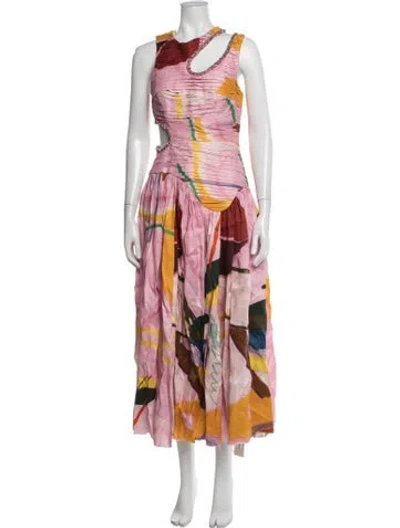 Pre-owned Aje Linen Midi Length Dress In Pink