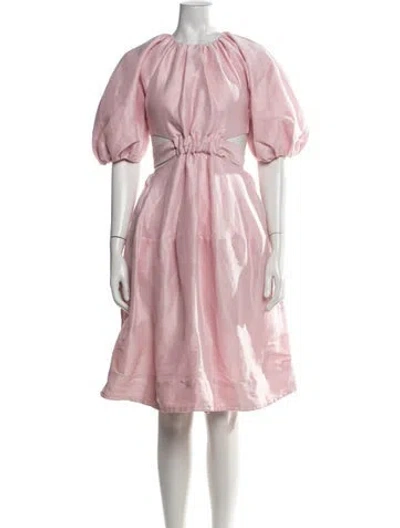 Pre-owned Aje Linen Midi Length Dress In Pink