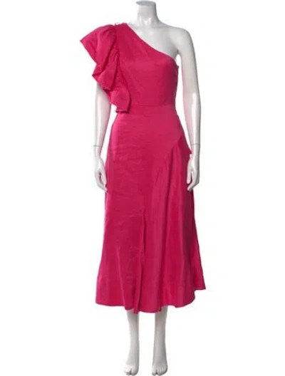 Pre-owned Aje Linen Midi Length Dress In Pink