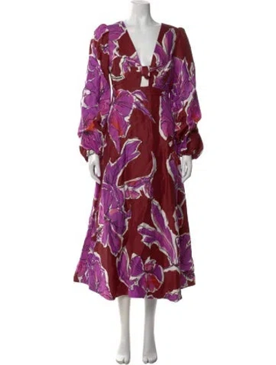 Pre-owned Aje Linen Midi Length Dress In Purple