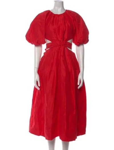 Pre-owned Aje Linen Midi Length Dress In Red
