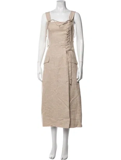 Pre-owned Aje Linen Midi Length Dress W/ Tags In Neutrals
