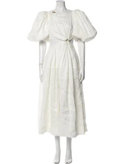 Pre-owned Aje Linen Midi Length Dress In White
