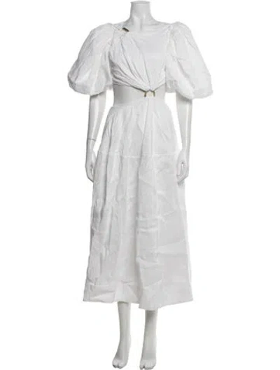 Pre-owned Aje Linen Midi Length Dress In White