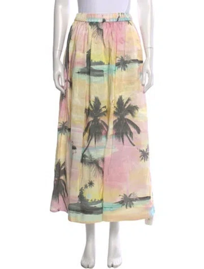Pre-owned Aje Linen Midi Length Skirt In Pink