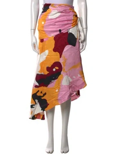 Pre-owned Aje Linen Midi Length Skirt In Pink