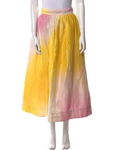 Pre-owned Aje Linen Midi Length Skirt In Yellow