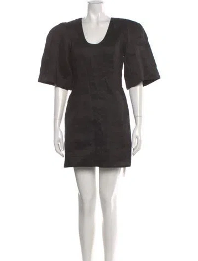 Pre-owned Aje Linen Mini Dress In Black