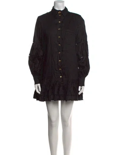 Pre-owned Aje Linen Mini Dress In Black