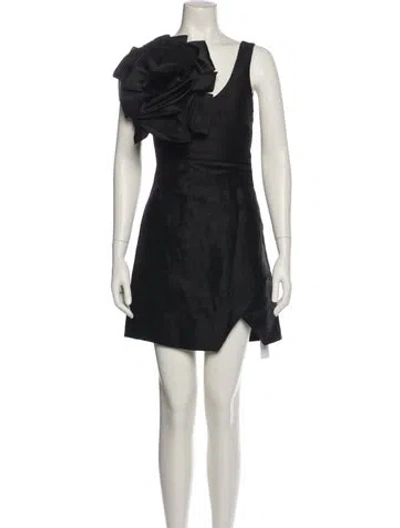 Pre-owned Aje Linen Mini Dress In Black