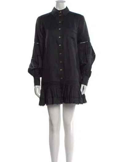 Pre-owned Aje Linen Mini Dress In Black