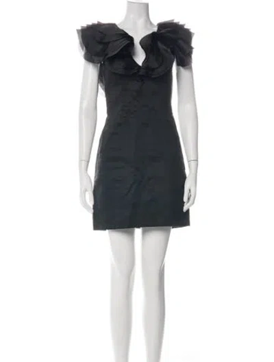 Pre-owned Aje Linen Mini Dress In Black