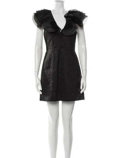 Pre-owned Aje Linen Mini Dress In Black