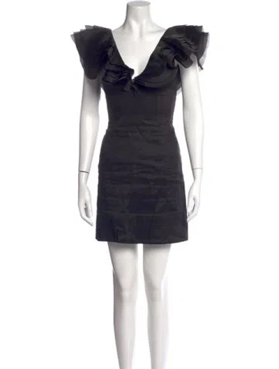Pre-owned Aje Linen Mini Dress In Black
