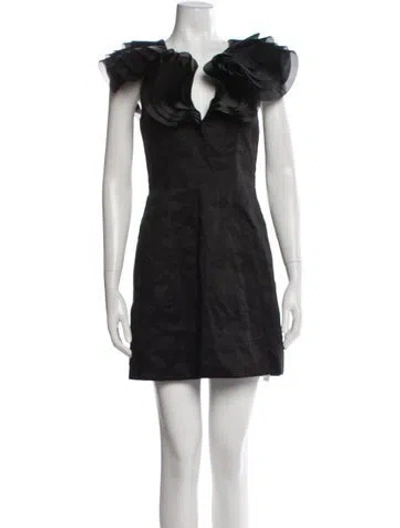 Pre-owned Aje Linen Mini Dress In Black