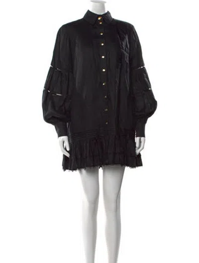 Pre-owned Aje Linen Mini Dress In Black
