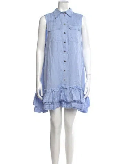 Pre-owned Aje Linen Mini Dress In Blue