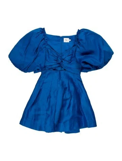 Pre-owned Aje Linen Mini Dress In Blue