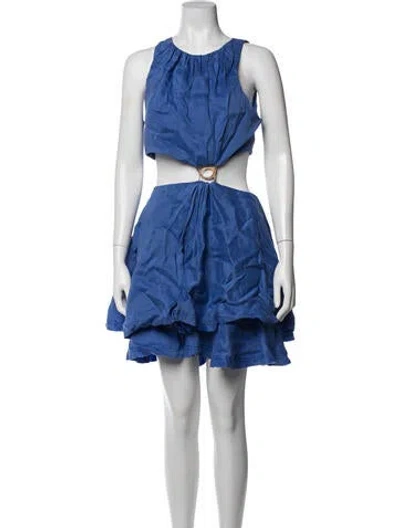 Pre-owned Aje Linen Mini Dress In Blue