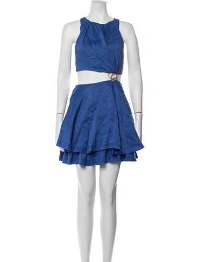 Pre-owned Aje Linen Mini Dress In Blue