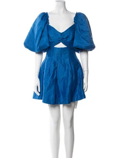Pre-owned Aje Linen Mini Dress In Blue