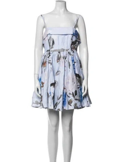 Pre-owned Aje Linen Mini Dress In Blue/white