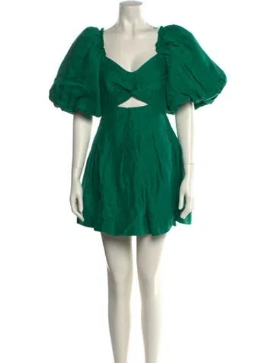 Pre-owned Aje Linen Mini Dress In Green
