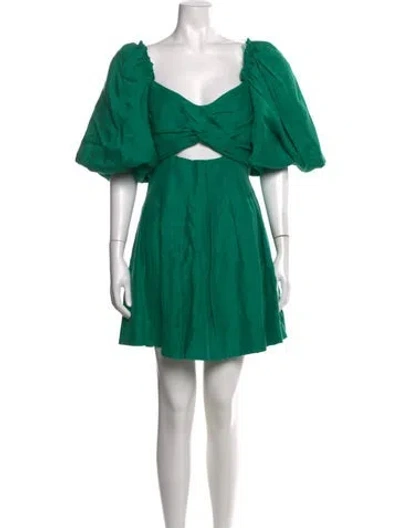 Pre-owned Aje Linen Mini Dress In Green