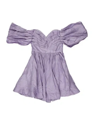 Pre-owned Aje Linen Mini Dress In Purple