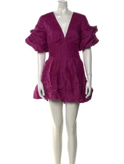 Pre-owned Aje Linen Mini Dress In Purple