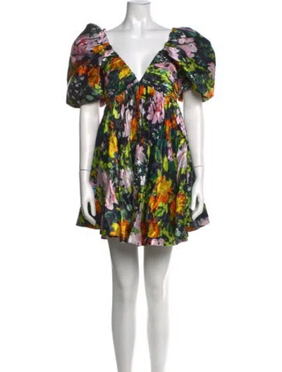 Pre-owned Aje Linen Mini Dress W/ Tags In Black/green/orange