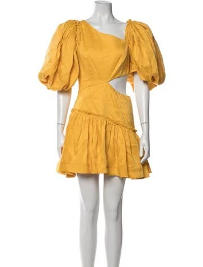 Pre-owned Aje Linen Mini Dress In Yellow