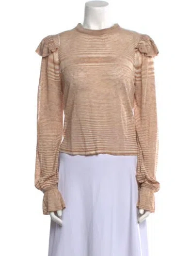 Pre-owned Aje Linen Mock Neck Crop Top In Neutral