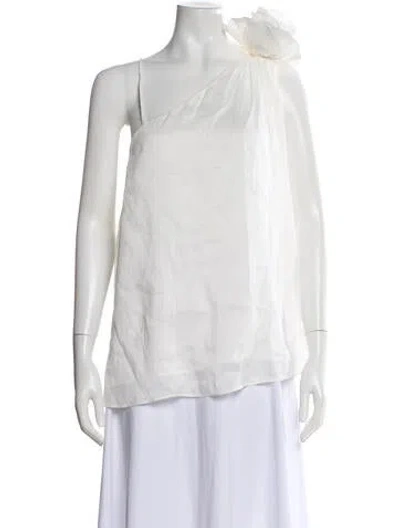Pre-owned Aje Linen One-shoulder Top In White