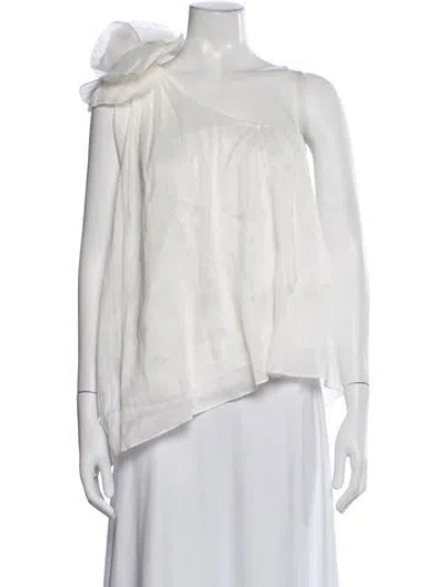 Pre-owned Aje Linen One-shoulder Top In White