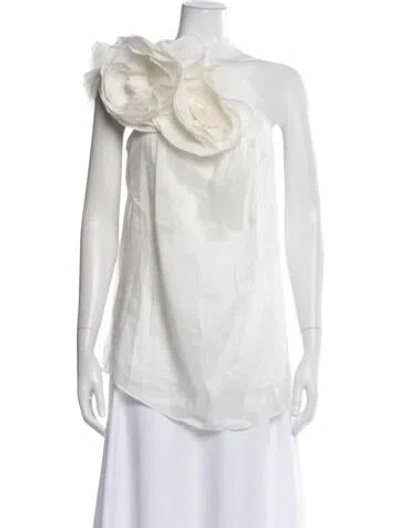 Pre-owned Aje Linen One-shoulder Top In White