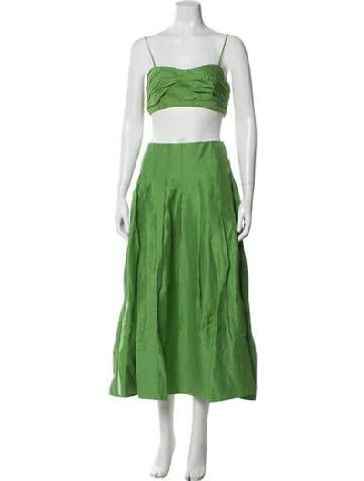 Pre-owned Aje Linen Pleated Accents Skirt Set W/ Tags In Green