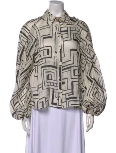 Pre-owned Aje Linen Printed Blouse In Neutral