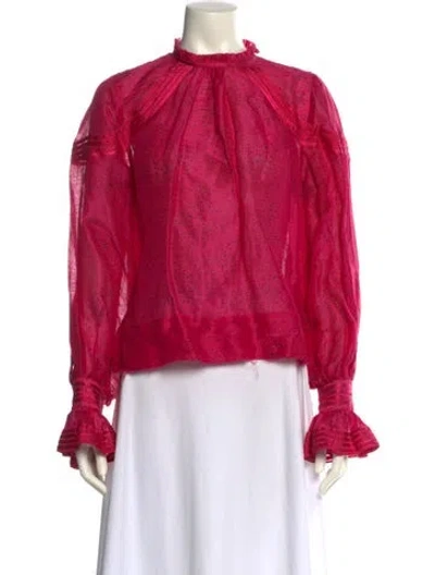 Pre-owned Aje Linen Printed Blouse In Pink