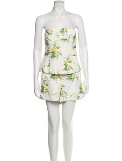 Pre-owned Aje Linen Printed Short Set W/ Tags In Neutral