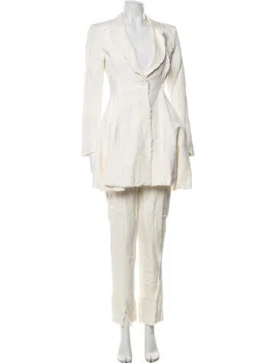 Pre-owned Aje Linen Raw-edge Trim Pantsuit In Neutral