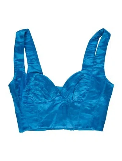 Pre-owned Aje Linen Scoop Neck Sports Bra W/ Tags In Blue