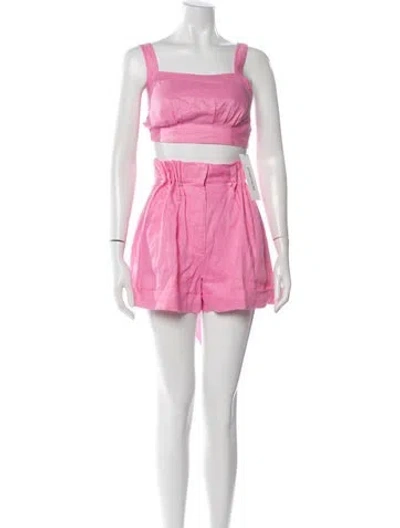 Pre-owned Aje Linen Short Set In Pink