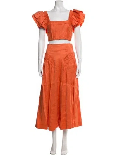 Pre-owned Aje Linen Skirt Set In Orange