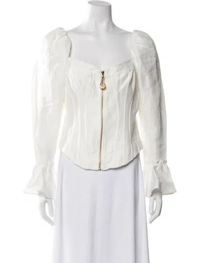 Pre-owned Aje Linen Square Neckline Blouse W/ Tags In White