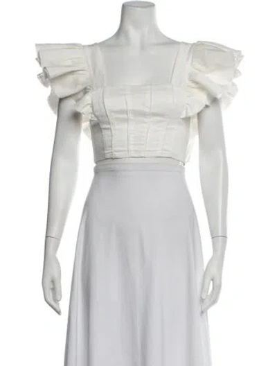 Pre-owned Aje Linen Square Neckline Crop Top In Neutrals