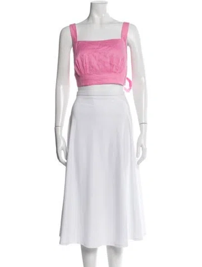 Pre-owned Aje Linen Square Neckline Crop Top In Pink