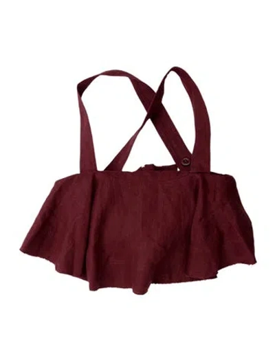 Pre-owned Aje Linen Square Neckline Crop Top In Red